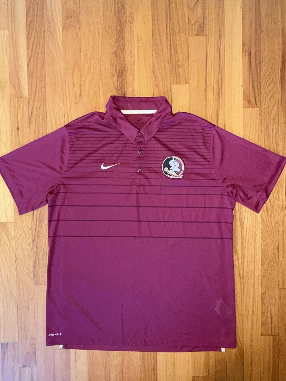 Nike Florida State Seminoles FSU Dri-FIT Polo Striped Shirt Men's XL Garnet NCAA